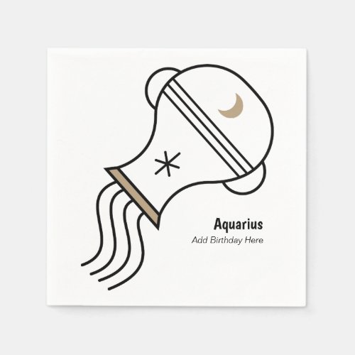 Aquarius the water bearer personalized party favor napkins