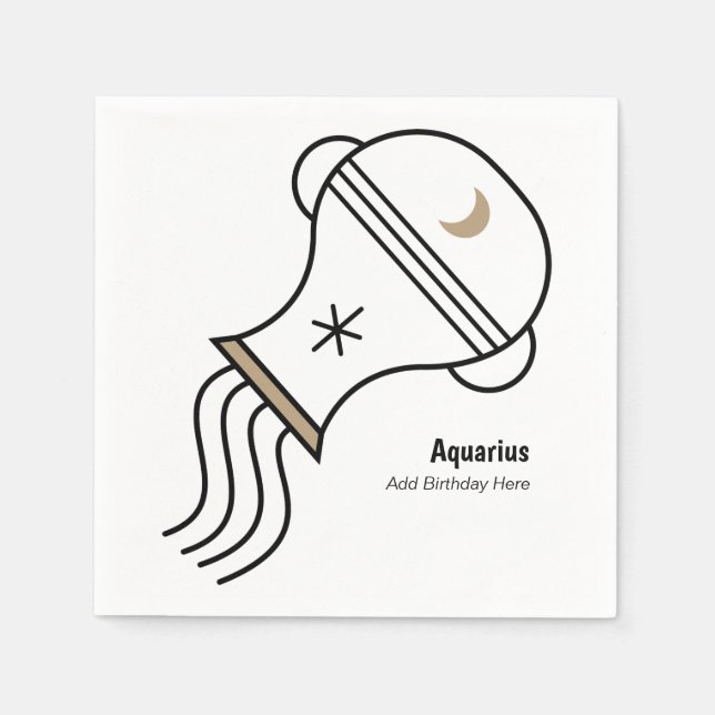 Aquarius the water bearer personalized party favor napkins (Front)