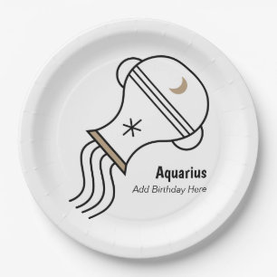 Aquarius the water bearer personalized party favor paper plates