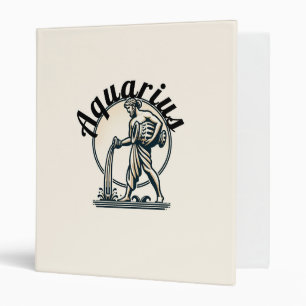 Aquarius the Water Bearer Vintage Zodiac 3 Ring Binder