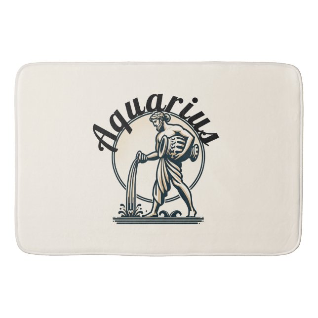 Aquarius the Water Bearer Vintage Zodiac Bath Mat (Front)