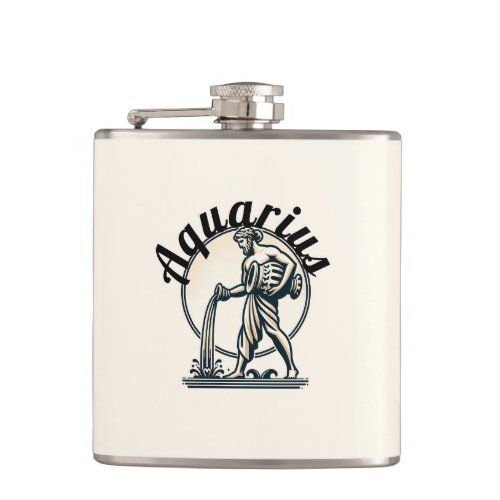 Aquarius the Water Bearer Vintage Zodiac Flask