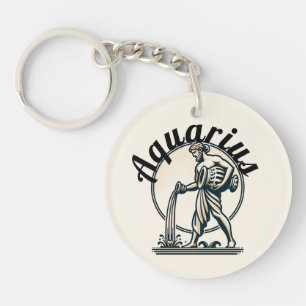 Aquarius the Water Bearer Vintage Zodiac Keychain