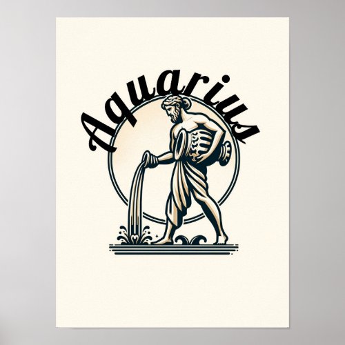 Aquarius the Water Bearer Vintage Zodiac Poster