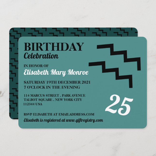 Aquarius, The Water Bearer, Zodiac Birthday Invitation (Front/Back)