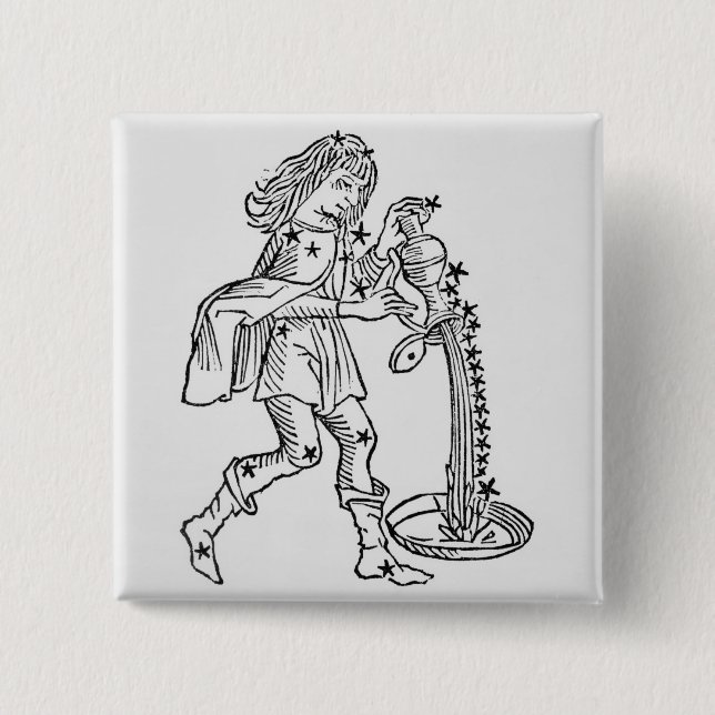 Aquarius (the Water Carrier) an illustration from Pinback Button (Front)