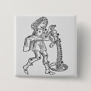 Aquarius (the Water Carrier) an illustration from Pinback Button
