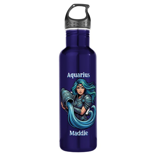 Aquarius Traits, Dates and Energy | Personalized Stainless Steel Water Bottle (Front)