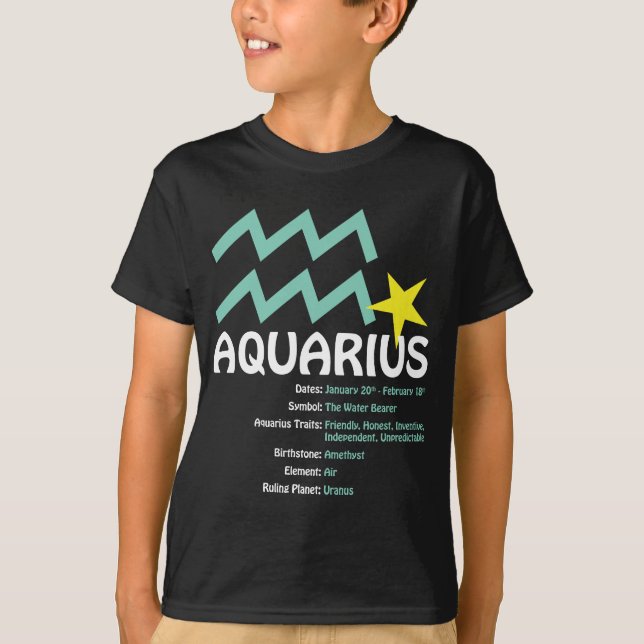 Aquarius Traits Kids Dark T-Shirt (Front)