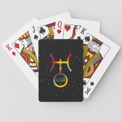Aquarius Uranus Planetary Symbol Starry Tie Dye Poker Cards