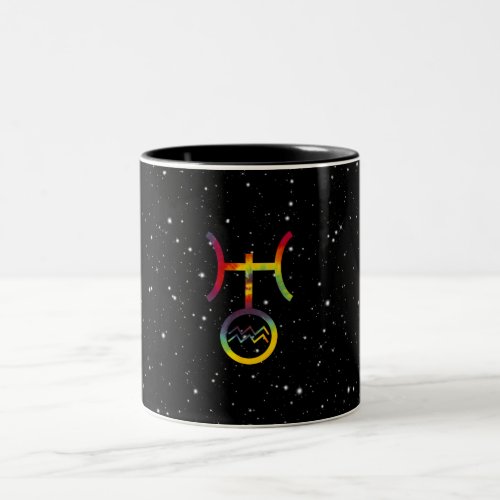 Aquarius Uranus Planetary Symbol Starry Tie Dye Two_Tone Coffee Mug