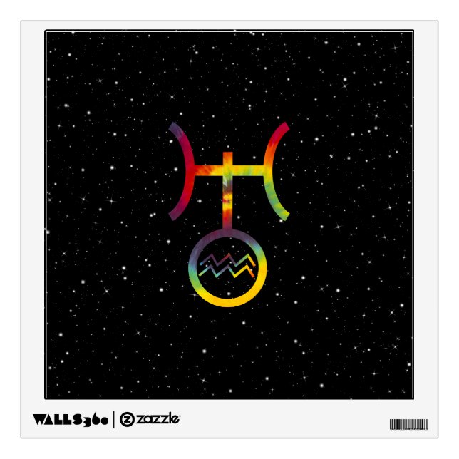 Aquarius Uranus Planetary Symbol Starry Tie Dye Wall Decal (Front)