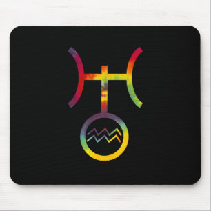 Aquarius Uranus Planetary Symbol Tie Dye Mouse Pad