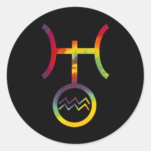 Aquarius Uranus Planetary Symbol Tie Dye Party Classic Round Sticker