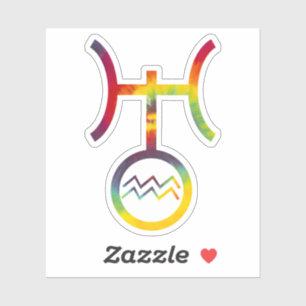 Aquarius Uranus Planetary Symbol Tie Dye Party Sticker