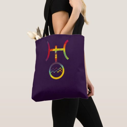 Aquarius Uranus Planetary Symbol Tie Dye Tote Bag