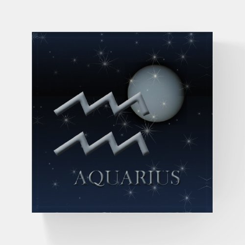 Aquarius Uranus Zodiac Paperweight