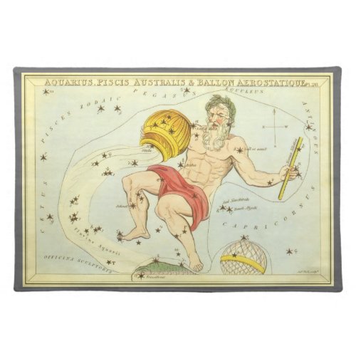 Aquarius Vintage Constellation Uranias Mirror Cloth Placemat