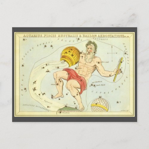 Aquarius Vintage Constellation Uranias Mirror Postcard