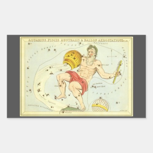 Aquarius Vintage Constellation Uranias Mirror Rectangular Sticker