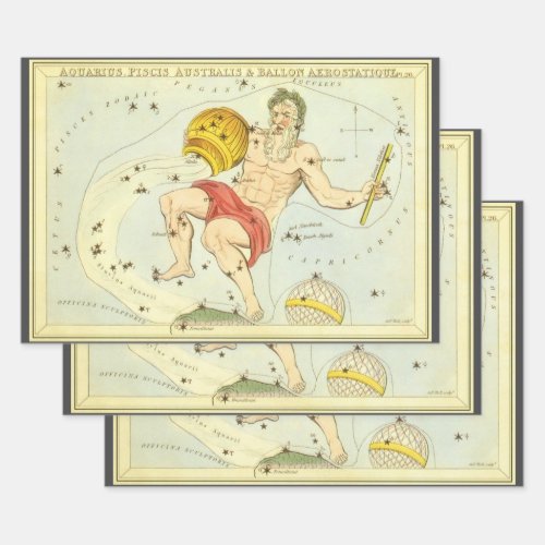 Aquarius Vintage Constellation Uranias Mirror Wrapping Paper Sheets