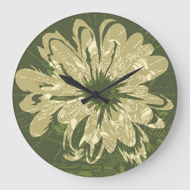 Aquarius Vintage Psychedelic Floral Large Clock (Front)