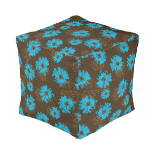 Aquarius Vintage Psychedelic Floral Pouf