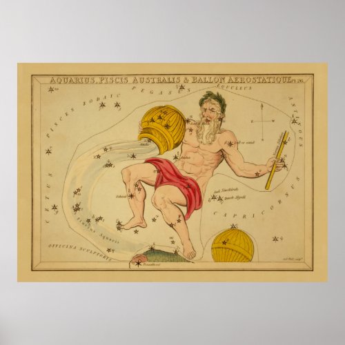 Aquarius  _ Vintage Sign of the Zodiac Image