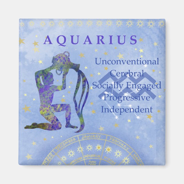 Aquarius Vintage Traits Blue Magnet (Front)