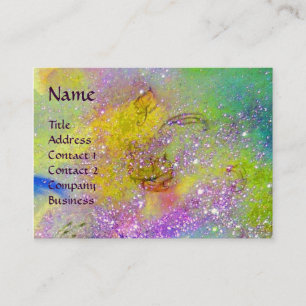 AQUARIUS ,violet purple,green,yellow gold sparkles Business Card