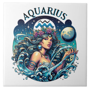 Aquarius Water Bearer Beautiful Woman Astrology  Ceramic Tile