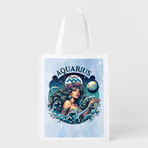 Aquarius Water Bearer Beautiful Woman Astrology Grocery Bag