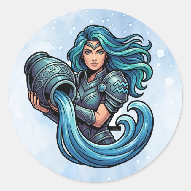 Aquarius Water Bearer Classic Round Sticker (Front)