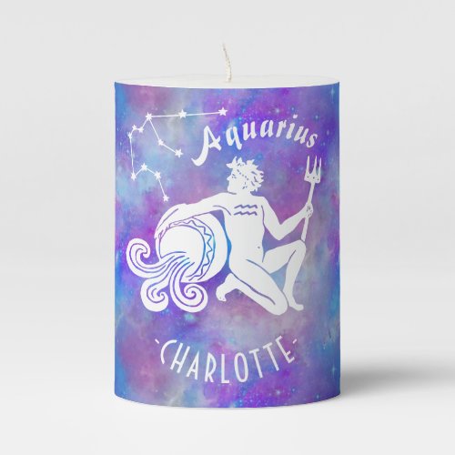 Aquarius Water Bearer Constellation Stars Birthday Pillar Candle