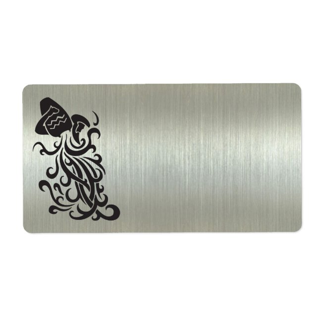 Aquarius Water Bearer Silhouette Metalic Effect Label (Front)