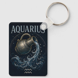 Aquarius Water Bearer Zodiac Astrology Symbol Keychain