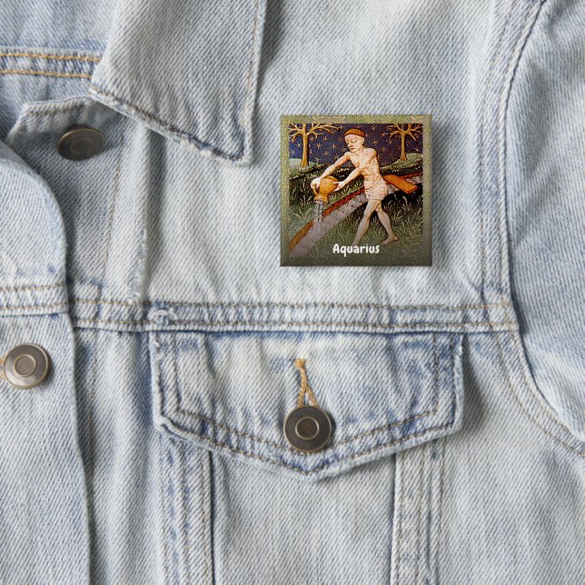 Aquarius Water Bearer Zodiac Sign Birthday Party Button (In Situ)