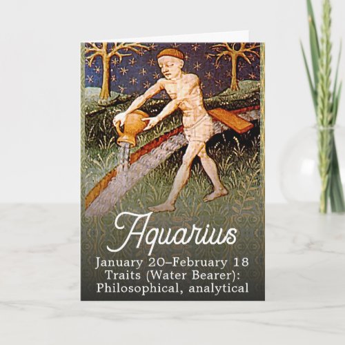 Aquarius Water Bearer Zodiac Sign Birthday Party Card