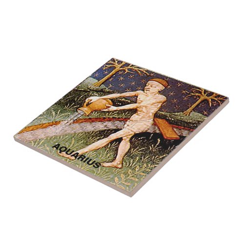 Aquarius Water Bearer Zodiac Sign Birthday Party Ceramic Tile