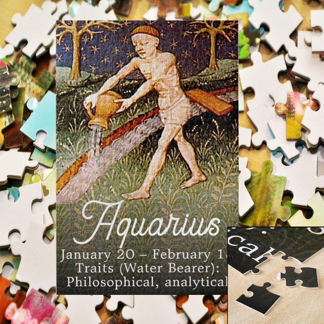 Aquarius Water Bearer Zodiac Sign Birthday Party Jigsaw Puzzle (Creator Uploaded)