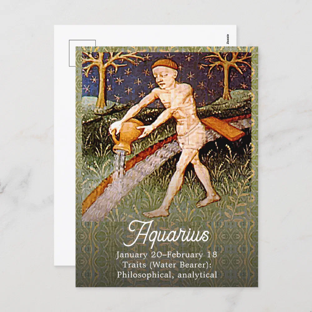 Aquarius Water Bearer Zodiac Sign Birthday Party Postcard