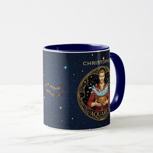 Aquarius Water Bearer Zodiac Symbol For Him Mug