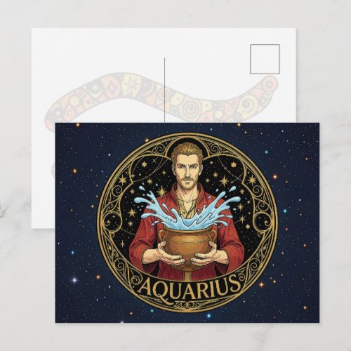 Aquarius Water Bearer Zodiac Symbol For Him Postcard