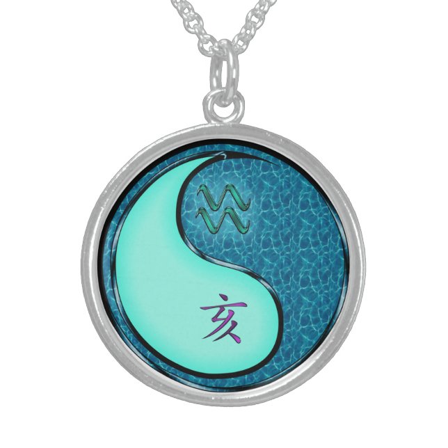 Aquarius & Water Boar Sterling Silver Necklace (Front)