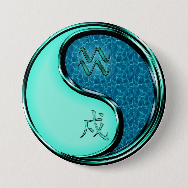 Aquarius & Water Dog Button (Front)