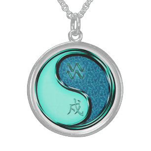 Aquarius & Water Dog Sterling Silver Necklace