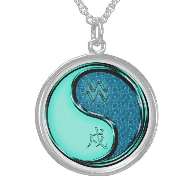 Aquarius & Water Dog Sterling Silver Necklace (Front)