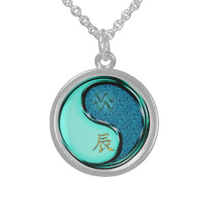 Aquarius & Water Dragon Sterling Silver Necklace
