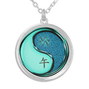 Aquarius & Water Horse Silver Plated Necklace