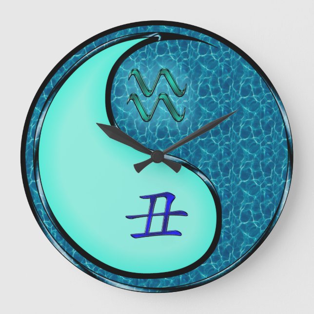 Aquarius & Water Ox Large Clock (Front)